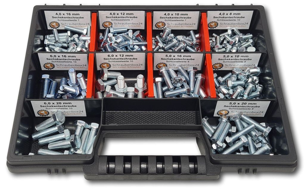 Sechskantschrauben Sortiment M4-M5-M6 // 8mm-20mm 215 tlg. Produktbild 
