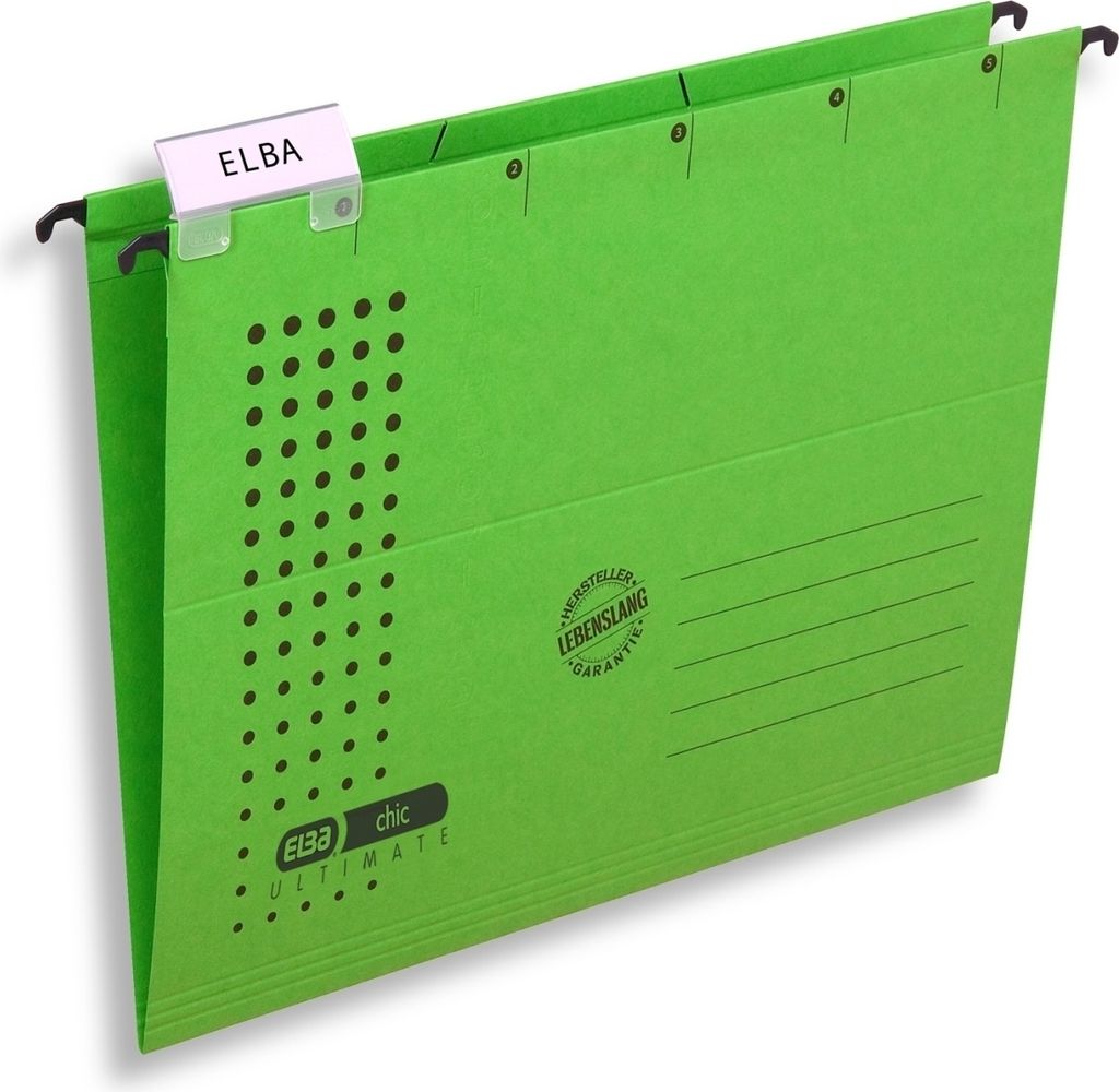 Hängemappe chic A4 230g/qm Karton grün VE=20x5 Stück