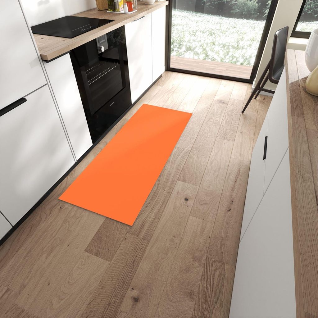 Küchenteppich 60x150cm rutschfest & abwischbar PVC Läufer - Dunkeloranger Hintergrund II