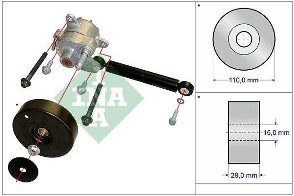 INA Reparatursatz Spannarm-Keilrippenriemen 533 0116 10 für VW LT 28-46 II Kastenwagen (2DA, 2DD, 2DH) 110mm 29mm