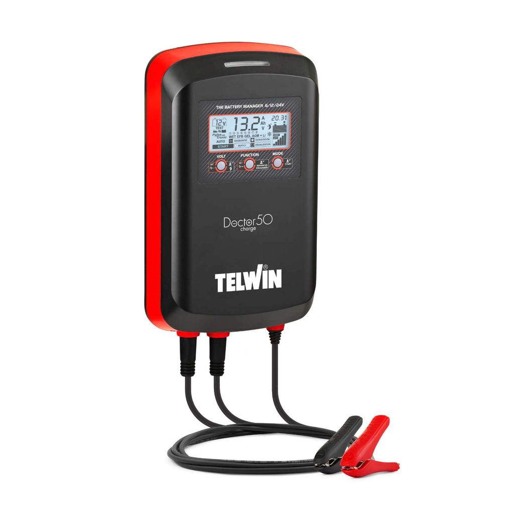 Telwin Doctor Charge 50 - PulseTronic Batterieladegerät, Erhaltungsladegerät, Starthilfegerät, 6V/ 12V/ 24V