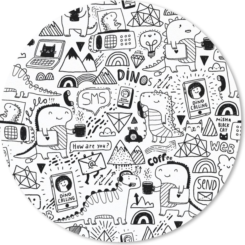 MuchoWow Mauspad Mousepad Muster - Dinosaurier - Telefon 30x30 cm - Mousepads - Maus Mat - Pad - Mausunterlage - Tischunterlage - Schreibtischmatten
