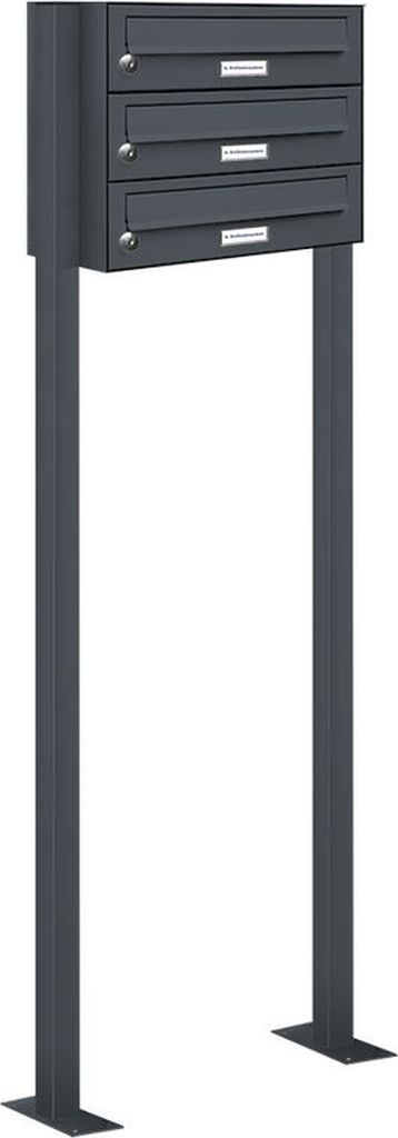 3er Standbriefkasten Anlage Freistehend RAL 7016 - Produktbild 