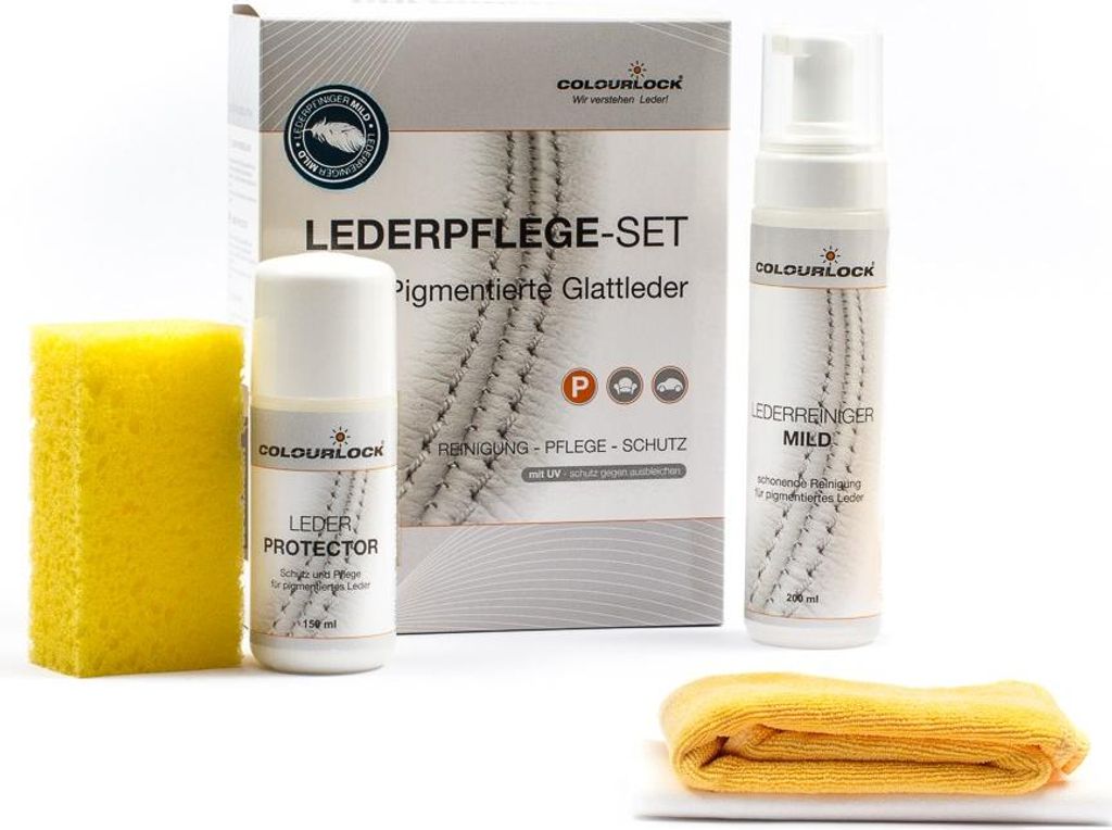 Colourlock Glattleder Pflegeset Milde Reinigung und Produktbild 
