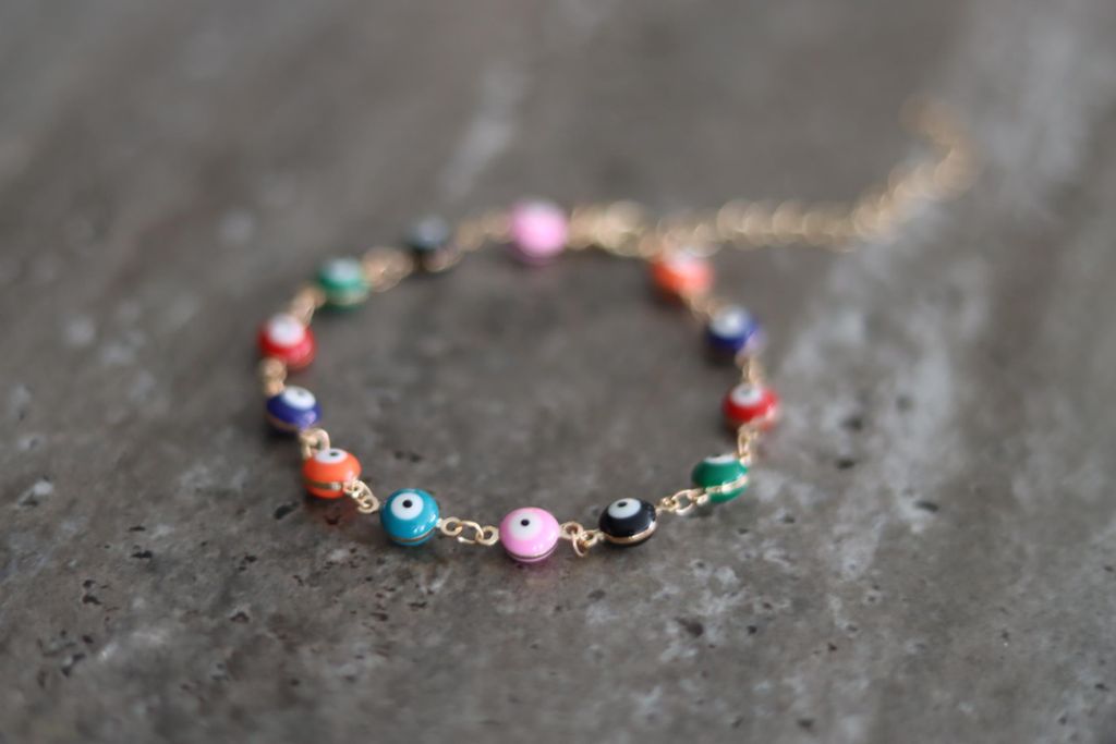 Bracelet de cheville ajustable avec œil du diable coloré - Image du produit 