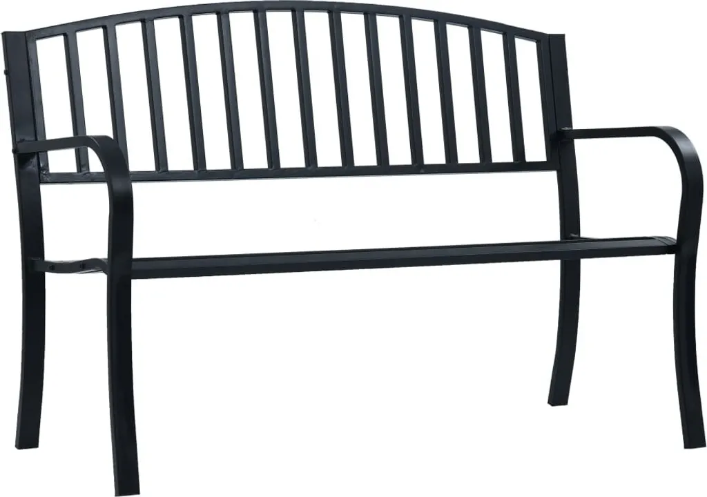 Panchina da Giardino 120 cm in Acciaio Nero - Panca Esterno 2 Posti