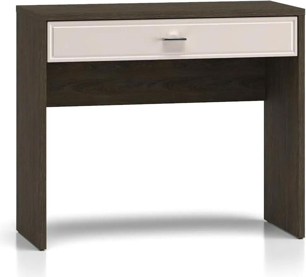 A studio shot of a modern console table with a single drawer.