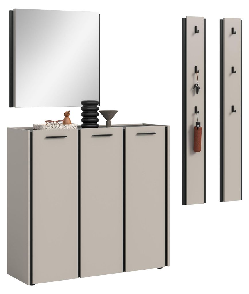 Garderoben-Set Emil 2 | Kaschmir / schwarz | 4-teilig