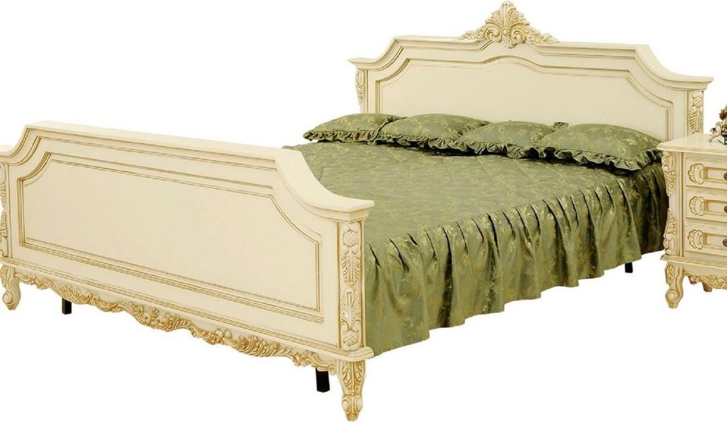 Casa Padrino Luxus Barock Doppelbett Creme / Beige - Produktbild 