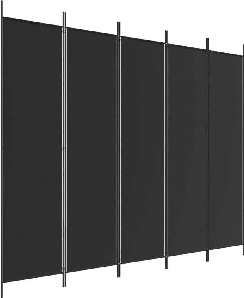 5-tlg. Paravent Schwarz 250x200 cm Stoff