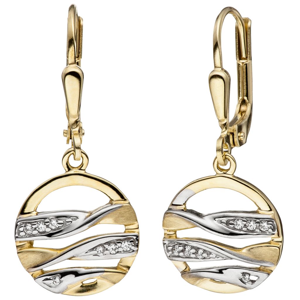 JOBO Ohrhänger rund 333 Gold Gelbgold bicolor matt mit Produktbild 