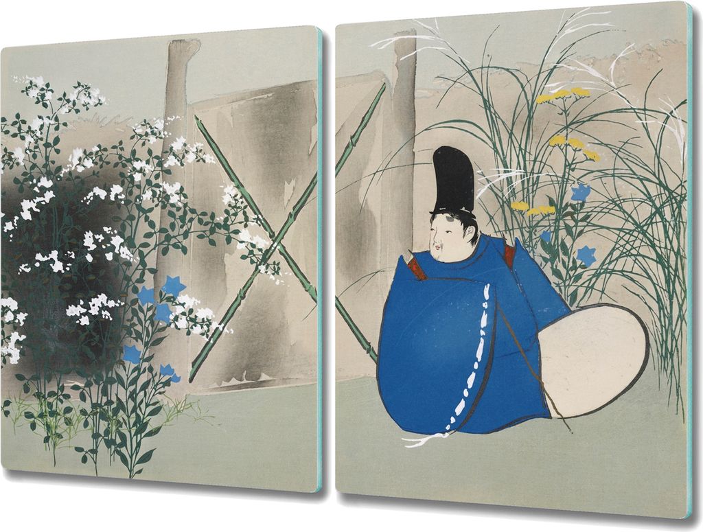 Coloray Hackbrett Herdabdeckplatte 2x40x52 cm Küchenbrett Kochplattenabdeckung Schneidebrett - Blumen Baum