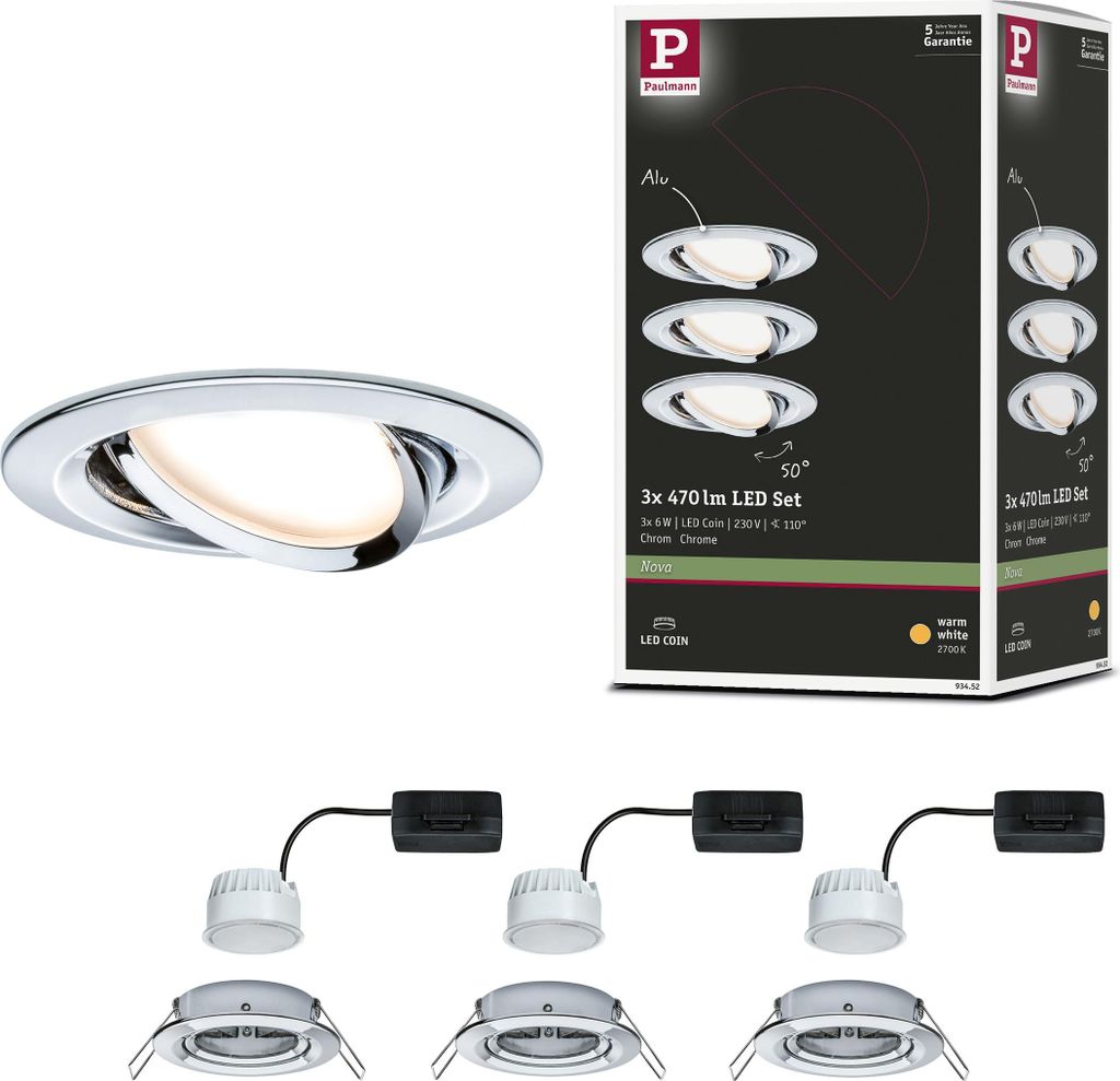 Paulmann Luce da incasso a LED Nova set di 3 luci Immagine del prodotto 