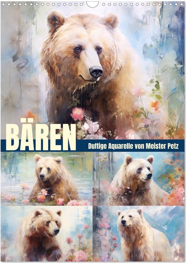 Bären. Duftige Aquarelle von Meister Petz (Wandkalender 2026 DIN A3 hoch), CALVENDO Monatskalender