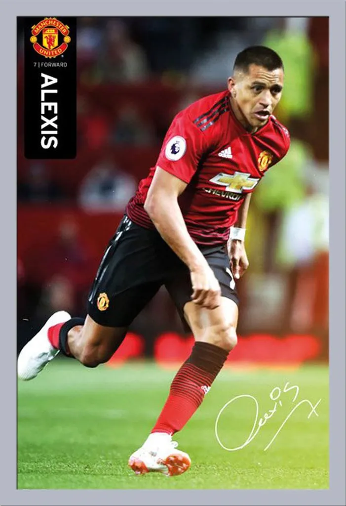 Calcio - Poster - Manchester United - Alexis 18/19 + cornice rimovibile, Shinsuke® Maxi MDF argento, disco acrilico