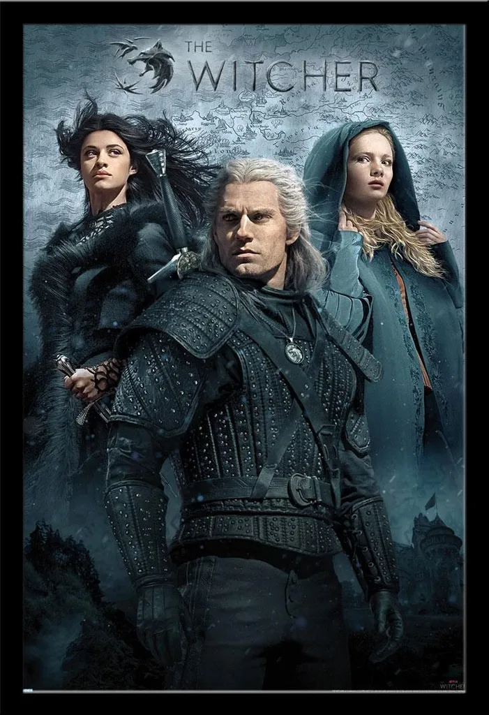 Affiche encadrée The Witcher Key Art sous cadre noir Shinsuke en bois MDF