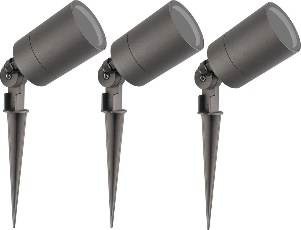 Ledvion - 3er Set, Gartenstrahler mit Erdspieß, IP65, 3W, GU10, 220-240V, LED Strahler, Gartenbeleuchtung mit Strom, Ohne GU10 Leuchtmittel, Drehb...