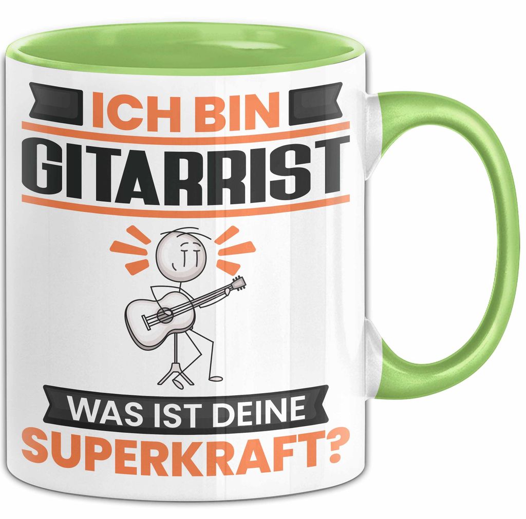 Gitarrist Tasse Geschenk für Gitarrist Geburtstag Lustiger Spruch Kaffee-Becher Was Ist Deine Superkraft (Grün)
