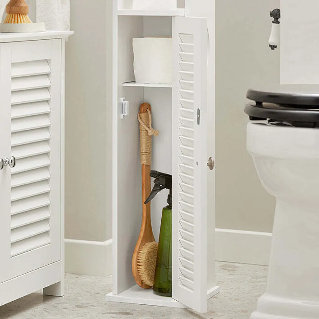 Meuble WC résistant à la moisissure - Rangement aéré à porte à lattes - 6