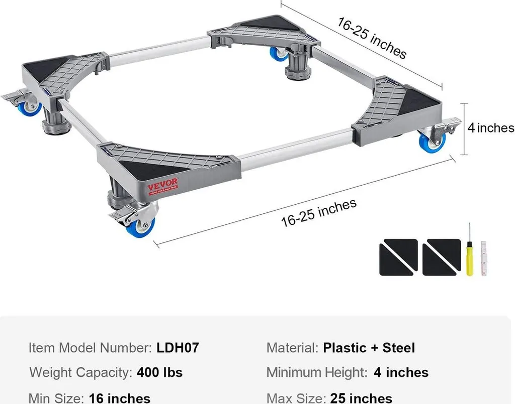 Base Mobile pour Réfrigérateur et Sèche-Linge - Support Réglable 181 kg