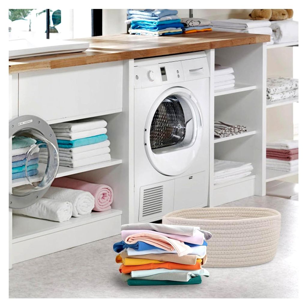 Gewebter Korb zur Aufbewahrung für Schlafzimmer, Badezimmer, Küche, Speisekammer, Büro, Eingangsbereich, Schrank und Schreibtisch