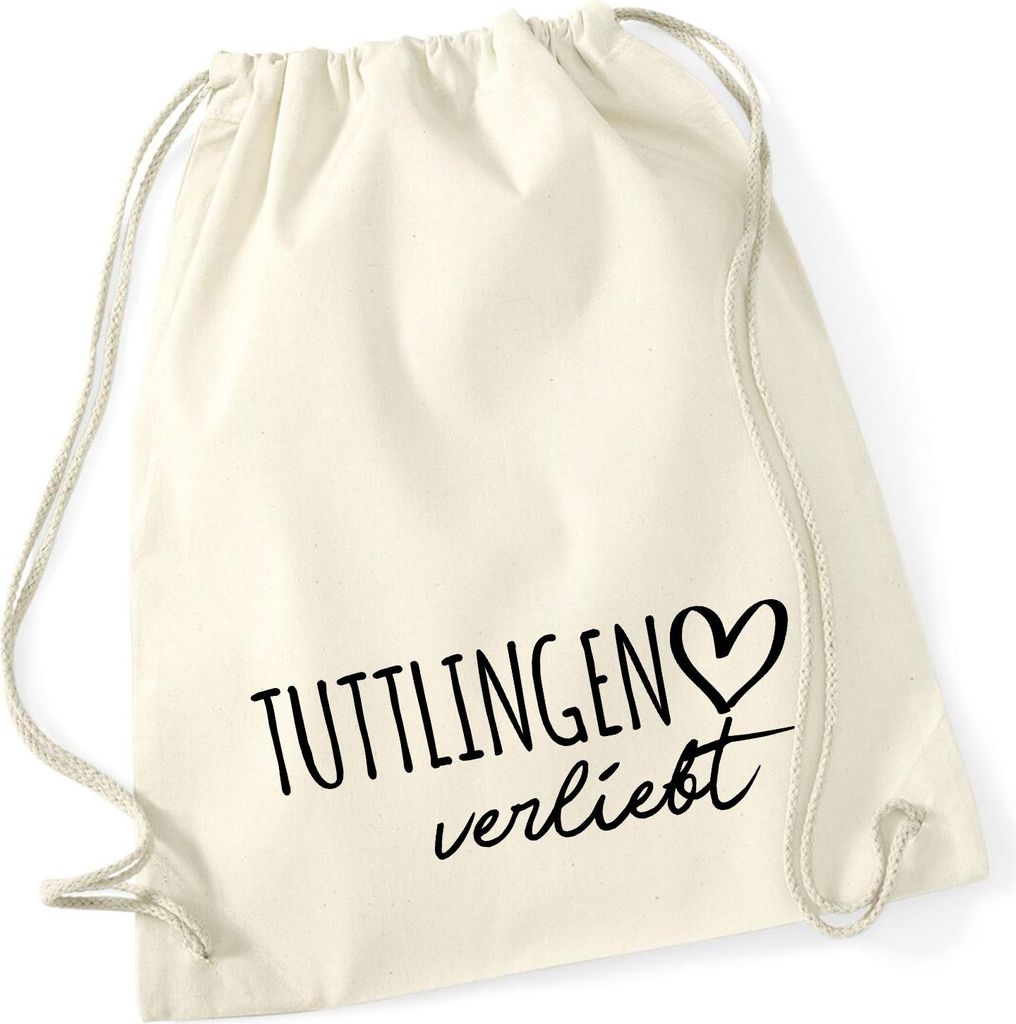 Huuraa Turnbeutel Tuttlingen verliebt 12 Liter Natural Baumwolle Rucksack Geschenkidee