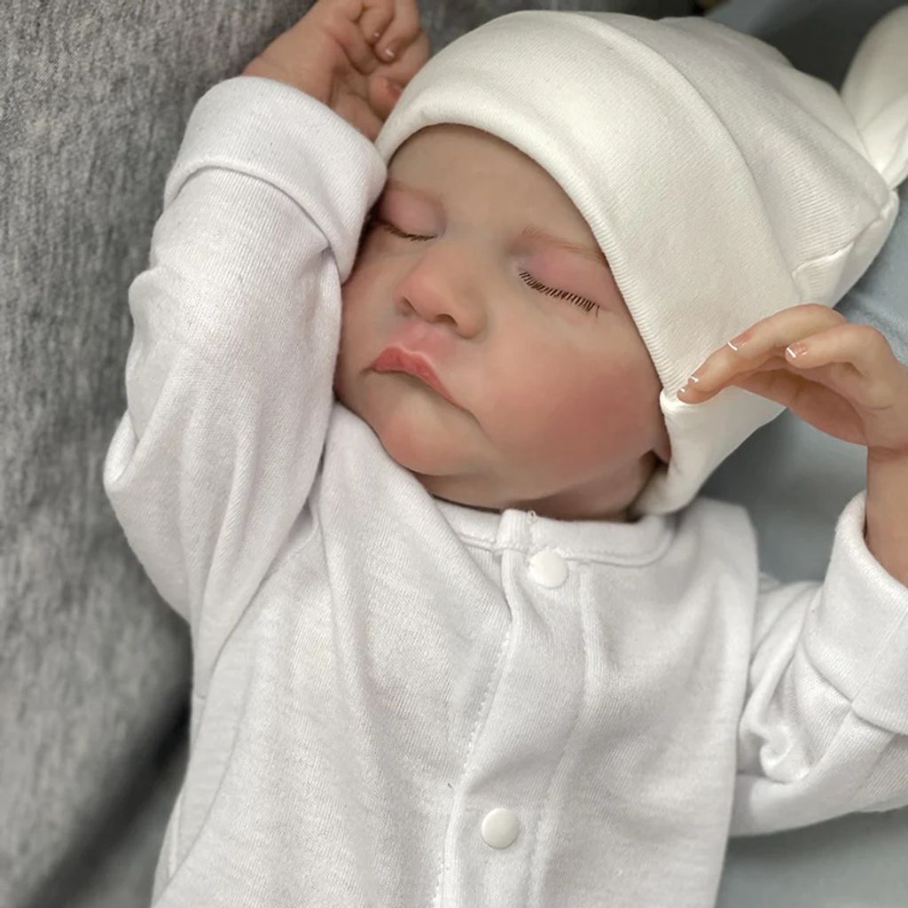 Poupée Reborn Fille Nouveau-né 48cm - Bébé Réaliste Yeux Fermés - Vinyle