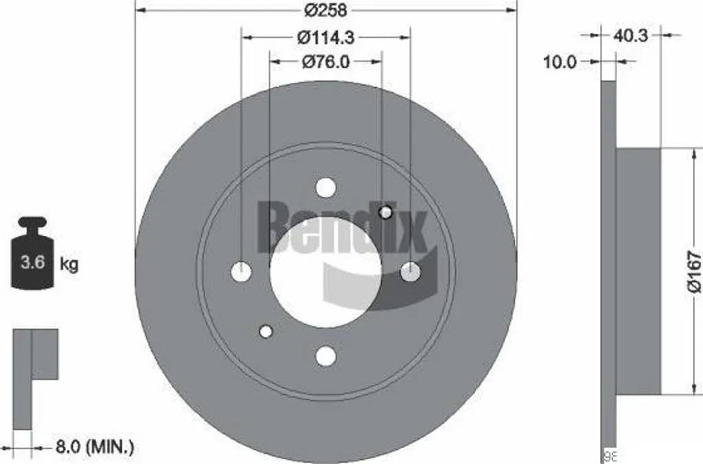 Disque de frein de remplacement pour Hyundai Matrix et Elantra Bendix
