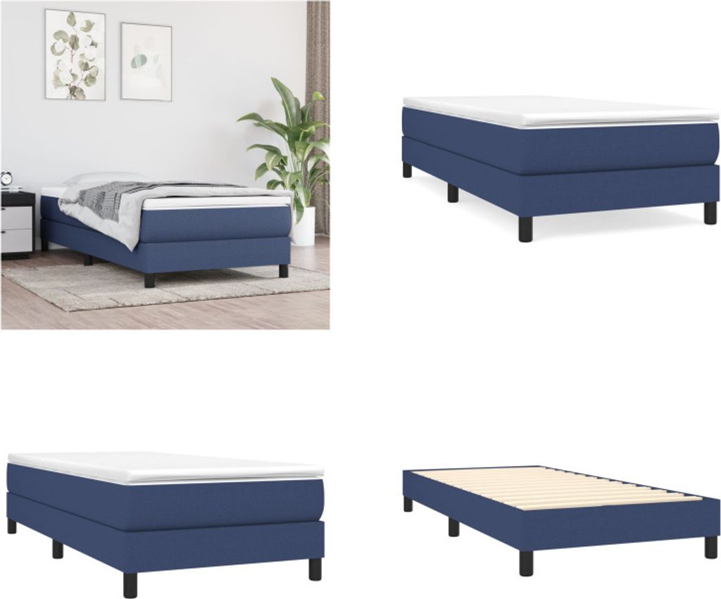 vidaXL Boxspringbett Blau 80x200 cm Stoff - Boxspringbett - Boxspringbetten - Bett - Schlafzimmermöbel