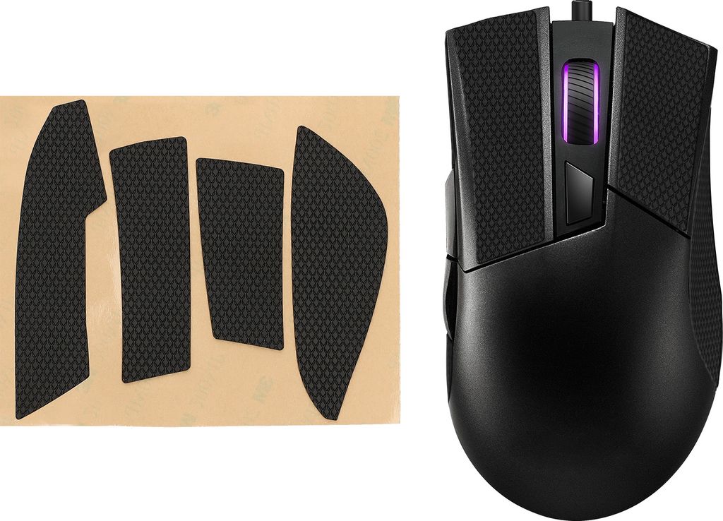kwmobile Gaming Maus Grip Tape kompatibel mit ASUS ROG Gladius II Maus - Rutschfestes Griffband für PC Maus - Schwarz