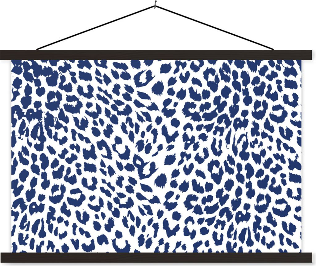 MuchoWow Textilposter Panther Druck - Blau - Flecken 60x40 cm mit schwarzem Rahmen - Hölzernes