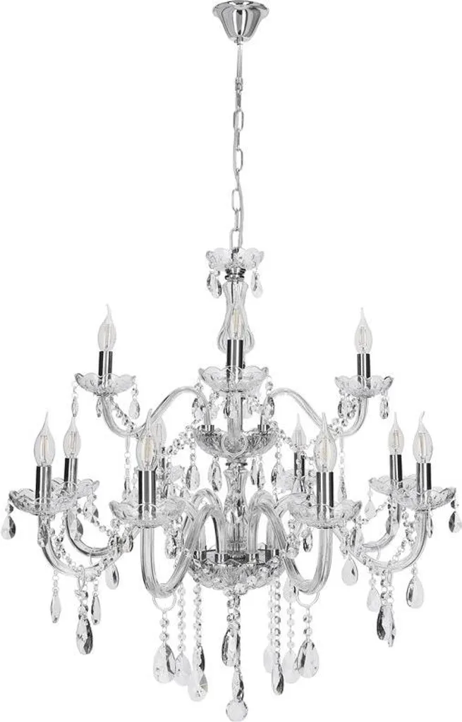 Grand Lustre à Pampilles en Cristal pour Salon Chic - 12 Lumières