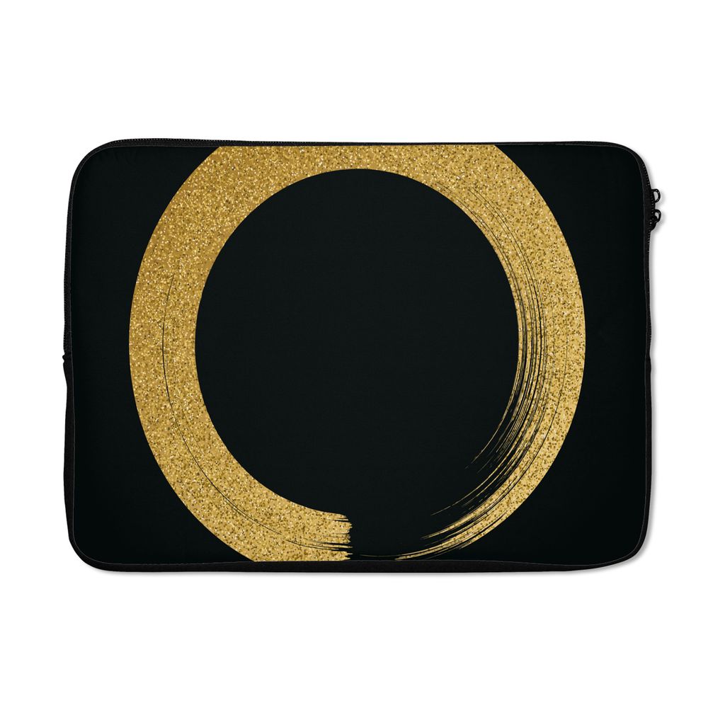 MuchoWow Laptop Hülle 14 ZollKreis aus goldenem Glitter auf schwarzem Hintergrund Laptoptasche - Laptoptasche - Stoßsicher - Schutzhaube