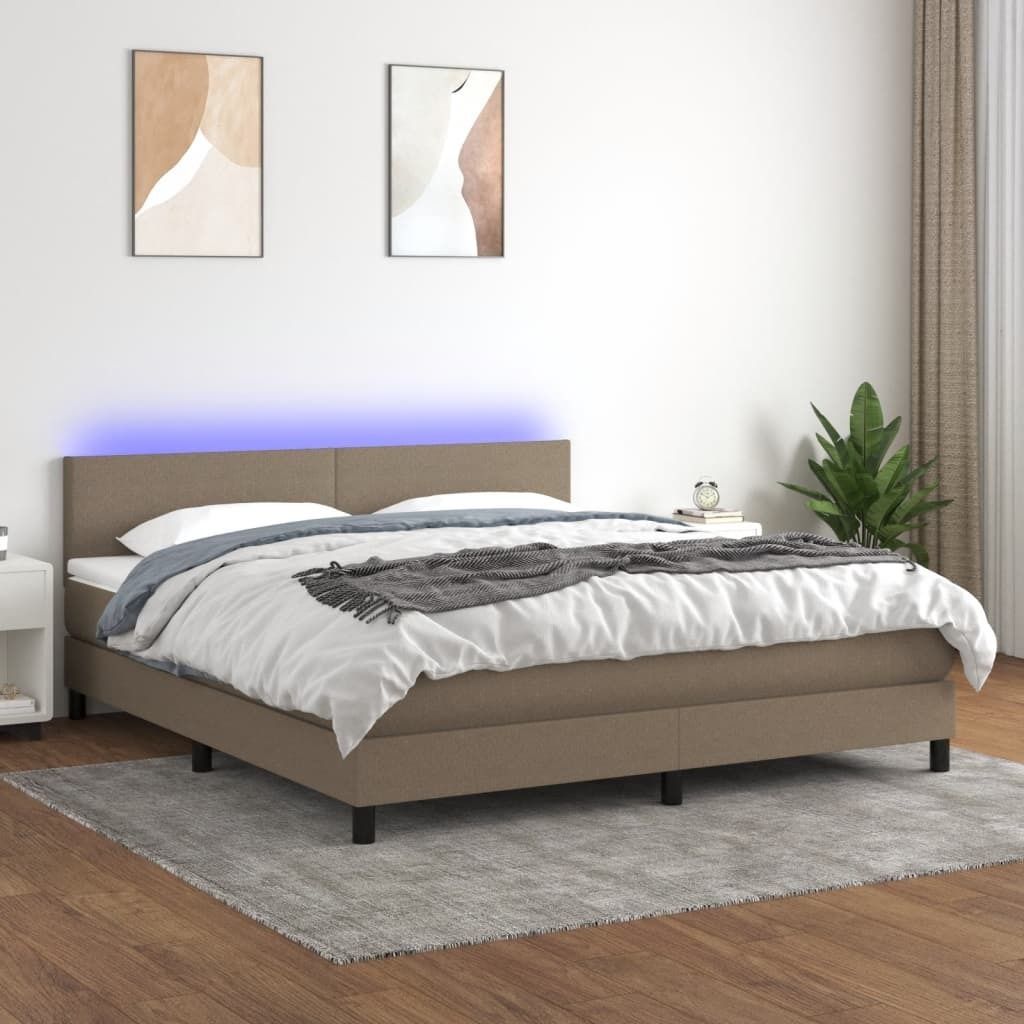 Maison Exclusive - Boxspringbett mit Matratze & LED Taupe 180x200 cm Stoff