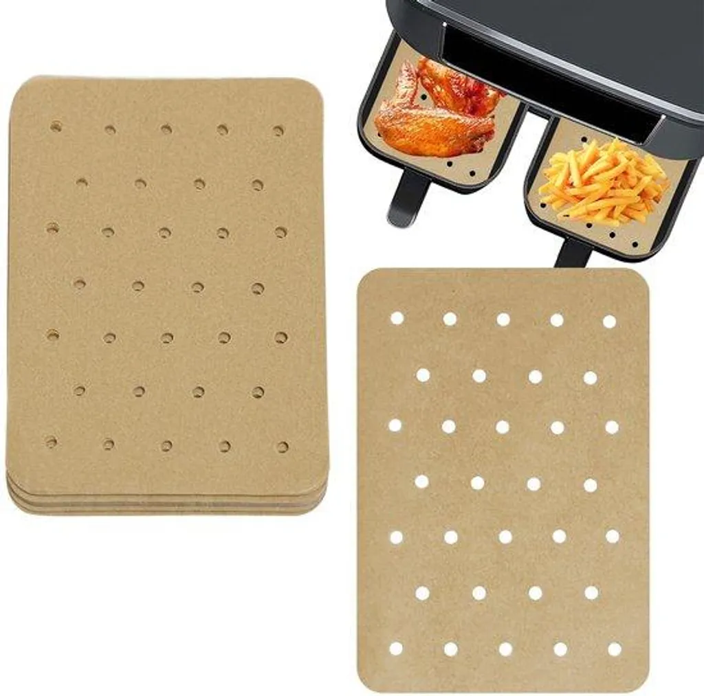 Papier cuisson perforé pour friteuse à air chaud, lot de 120 feuilles XL