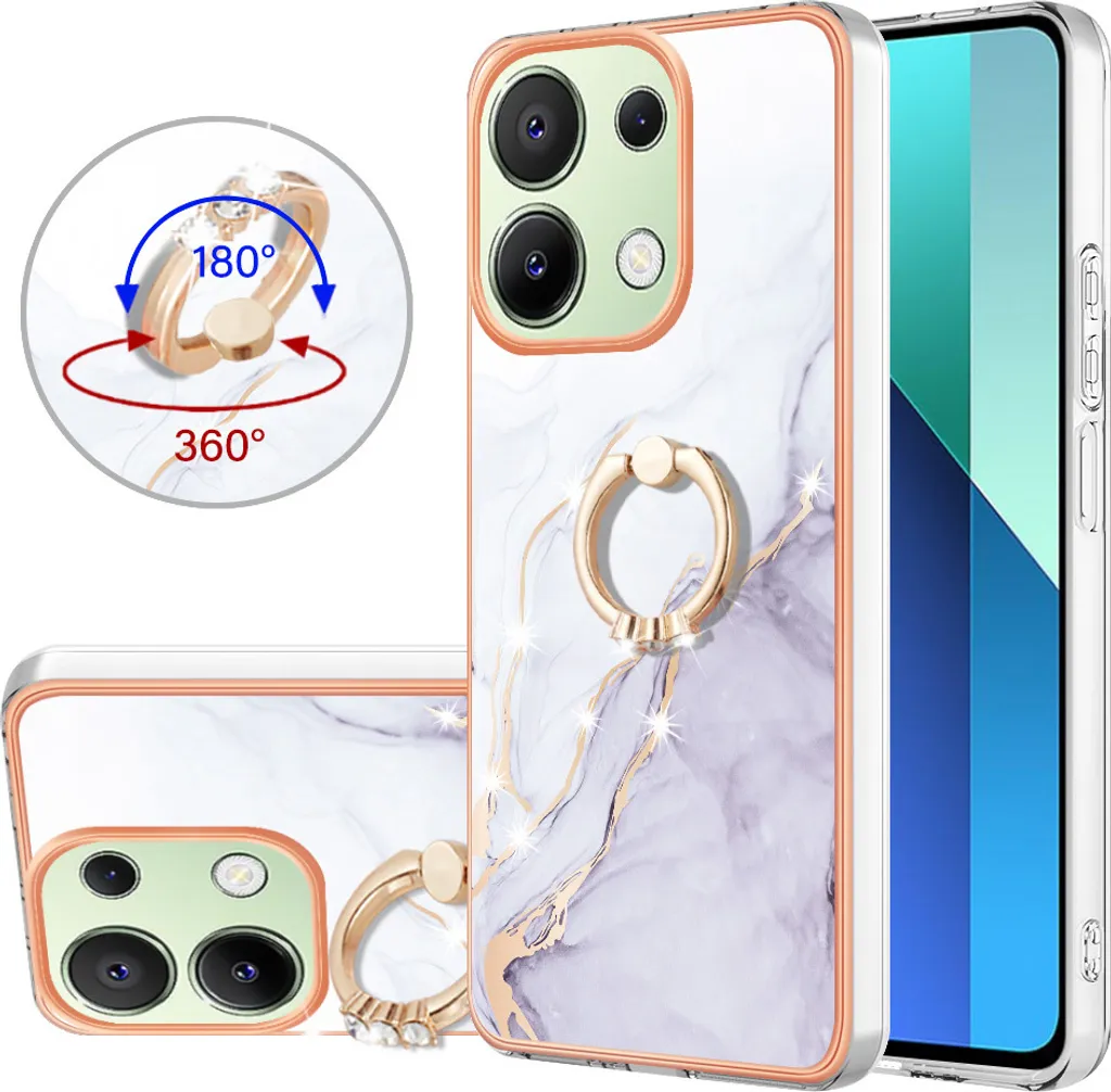 Cover Xiaomi Redmi Note 13 4G Marmo e Oro: Protezione TPU con Ring