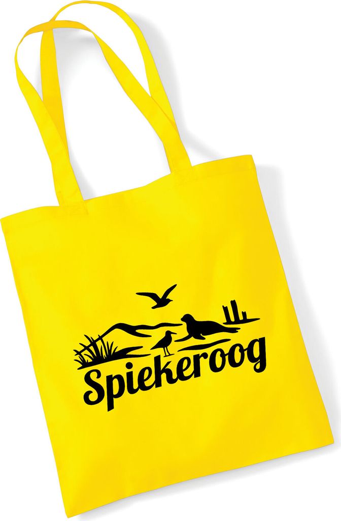 Huuraa Jutebeutel Spiekeroog Strandmotiv 10 Liter Yellow Baumwolle Tasche Geschenkidee