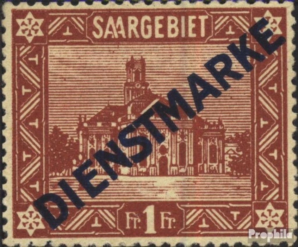 Briefmarken Saarland 1922 Mi D11I, fetter Aufdruck mit Falz Produktbild 