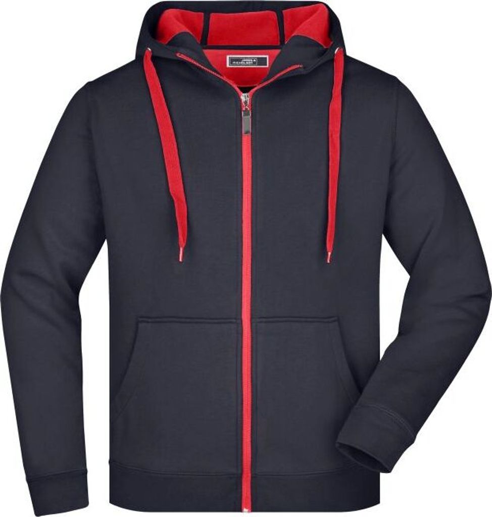 Men's Doubleface Jacket Sportive Jacke mit Kapuze navy/red, Gr. L