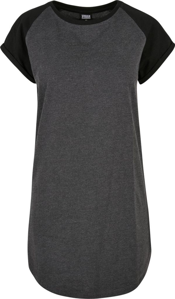 Urban Classics Kurzes Kleid Damen Ladies Contrast Raglan Tee Dress schwarz/grau XL