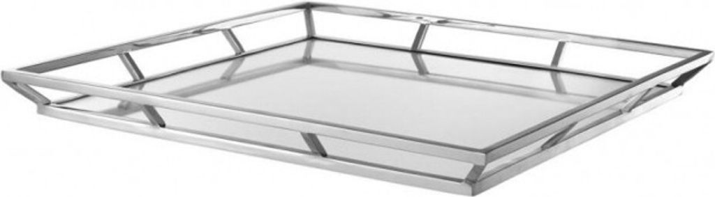 Casa Padrino Luxus Designer Edelstahl Tablett Nickel Finish 50 x 50 x H. 4,5 cm - Luxus Accessoires