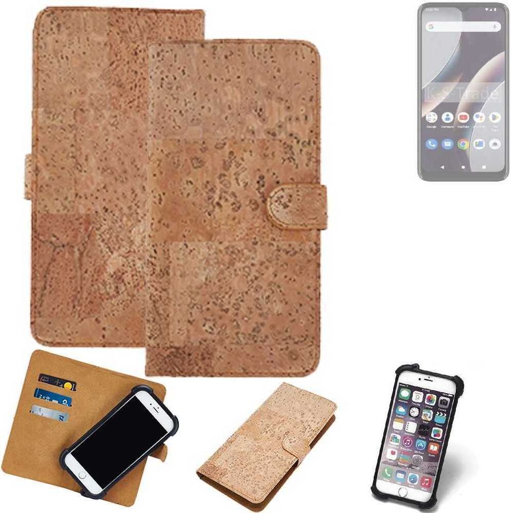 K-S-Trade Hülle kompatibel mit BLU G53 Kork Handyhülle Cover Schutzhülle TPU Case Bumper in Hellbraun, (1x)