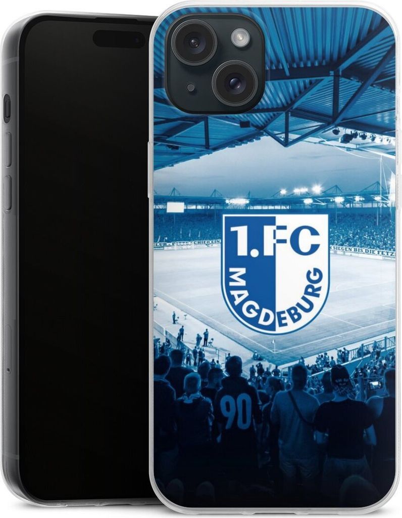 DeinDesign Slim Hülle für Apple iPhone 15 Plus Silikon Case Ultra Dünn Handyhülle Stadion 1. FC Magdeburg 1. FCM