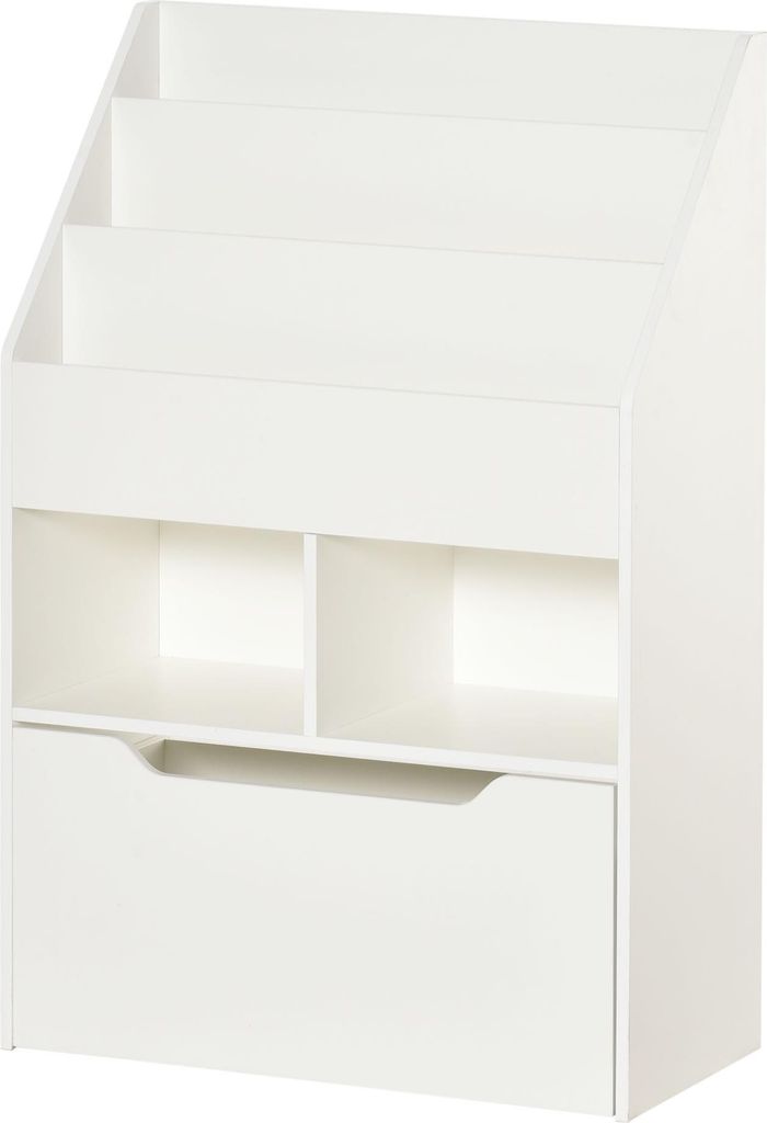 Kinderregal mit Schublade, Bücherregal mit Fächern, 60 x 29,9 x 90 cm, Weiß