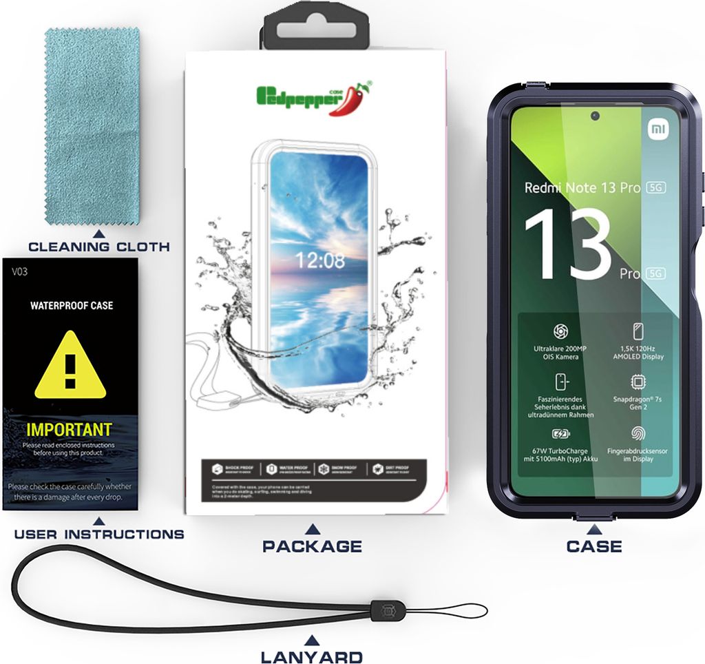 IP68 vodotěsné pouzdro pro Xiaomi Redmi Note 13 Pro 5G, Obrázek produktu 8