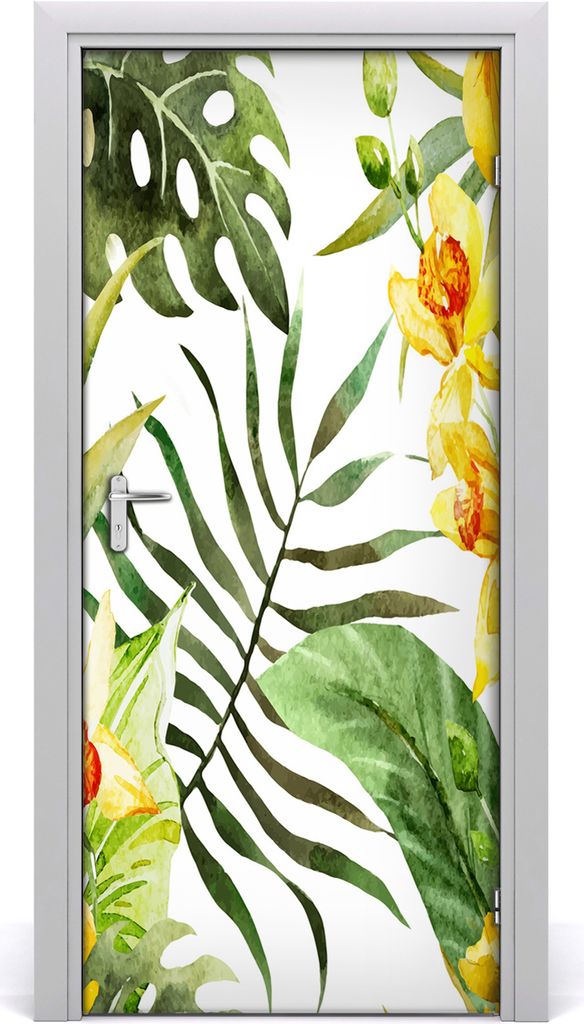 Tulup Türaufkleber 95x205 cm Dekorative Aufkleber Selbstklebend Wasserdichte Tapete Abnehmbar Schlafzimmer Wohnzimmer Wohnkultur - tropische Blumen