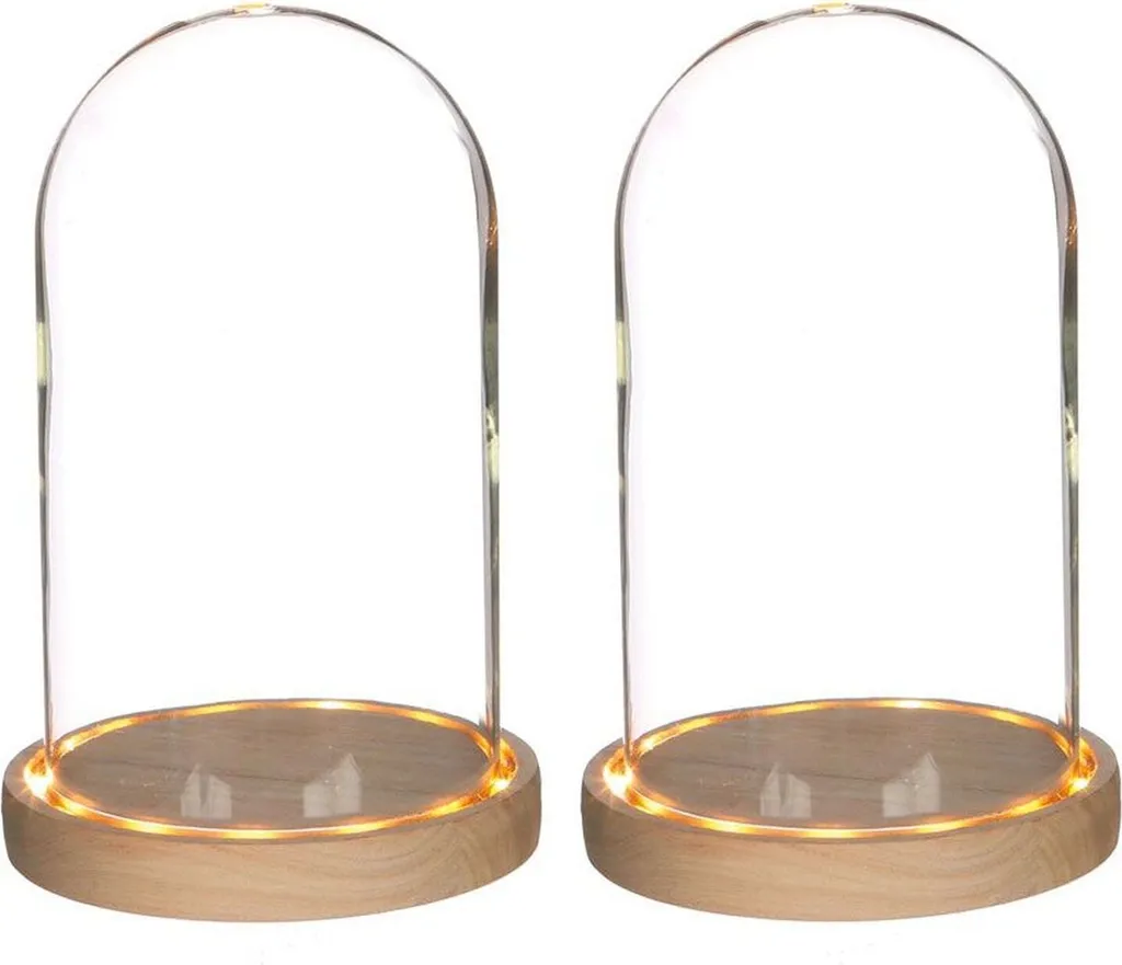 Cloche lumineuse en verre transparent Ø 14 cm lot de 2 design épuré