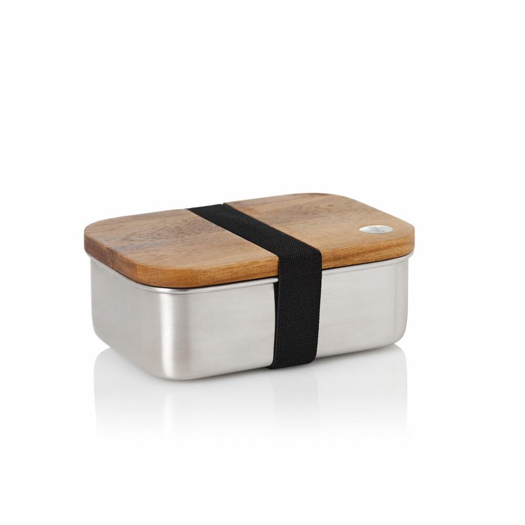 Lunchbox, Edelstahl, Akazienholz, 0,6 L - AdHoc | Cotto
