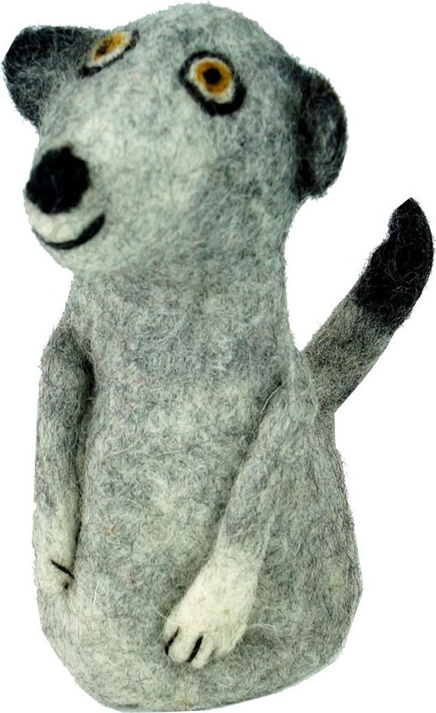 Filz Eierwärmer, Handgemachte Filzdekoration aus Nepal, Filztier - Erdmännchen Grau, Filz,Wolle, 15*7*7 cm, Filz Eierwärmer