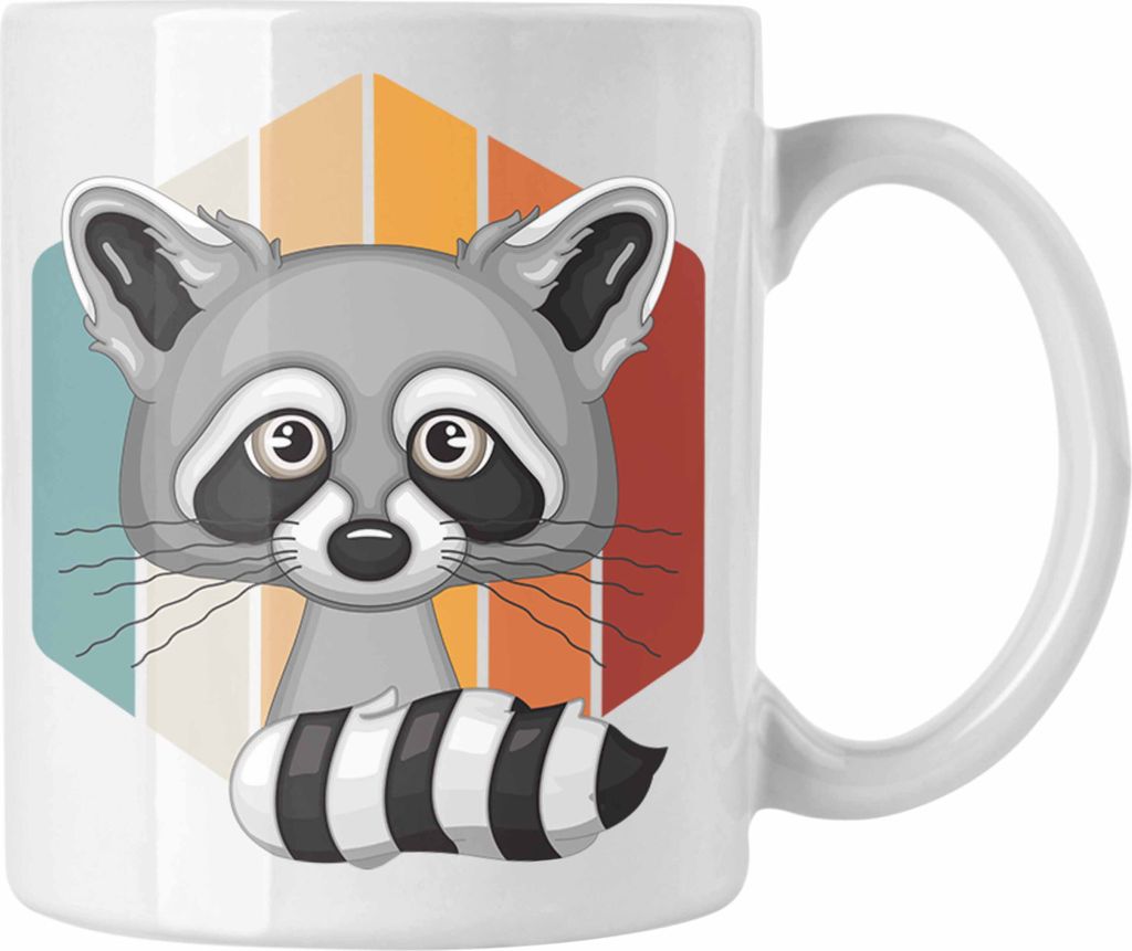 Trendation - Vintage Waschbär Tasse Geschenk (Weiß)